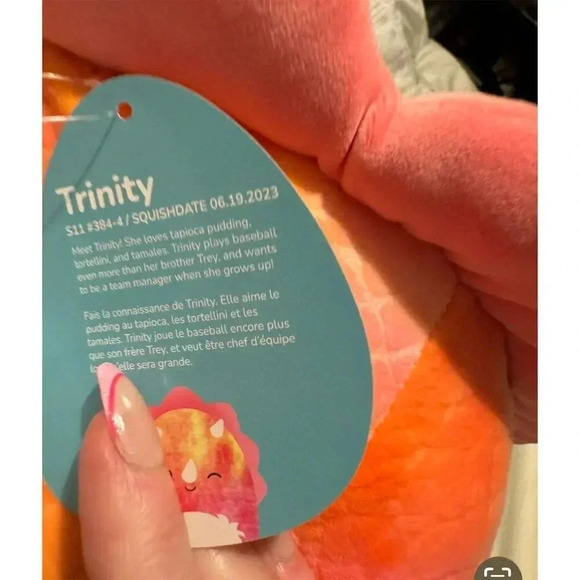 Original Squishmallows Trinity Pink Tie-Dye Triceratops 8" Plush Toy - Picture 7 of 7